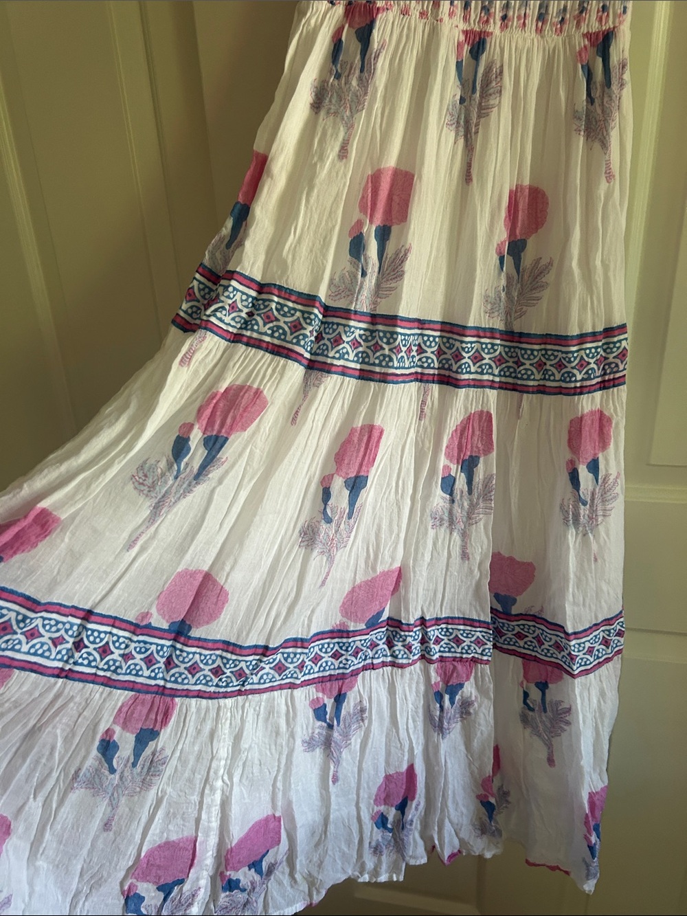 Oliphant White Maxi Dress with Pink Floral Print - Picture 5 of 5